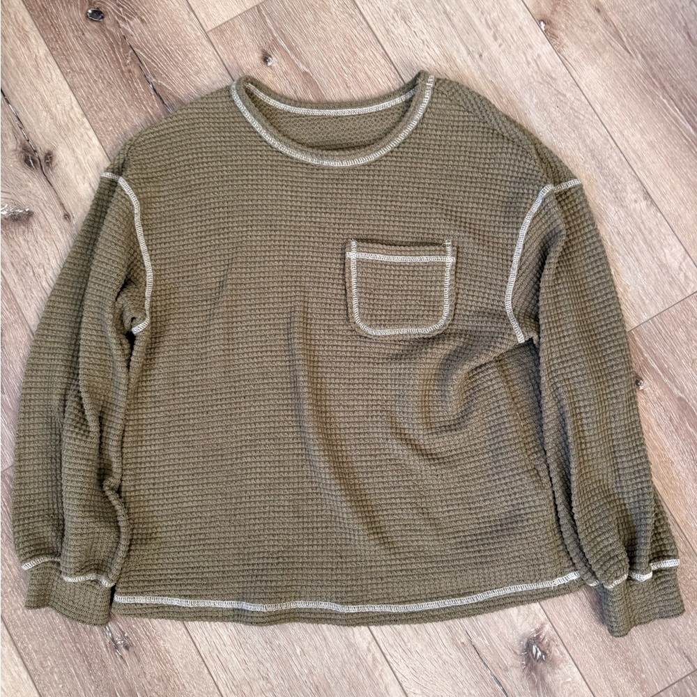 SHEIN Tan Waffle Knit Top